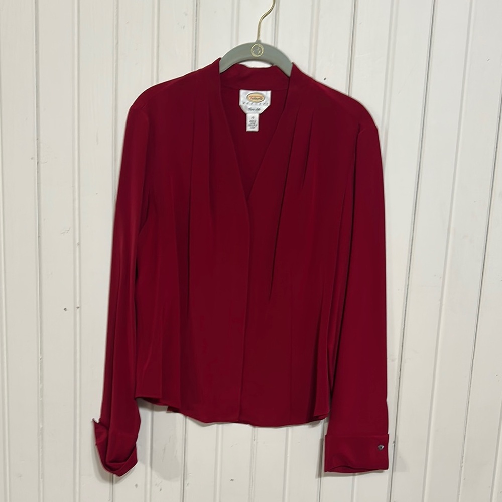 Timeless Red Silk Women's Top 14P